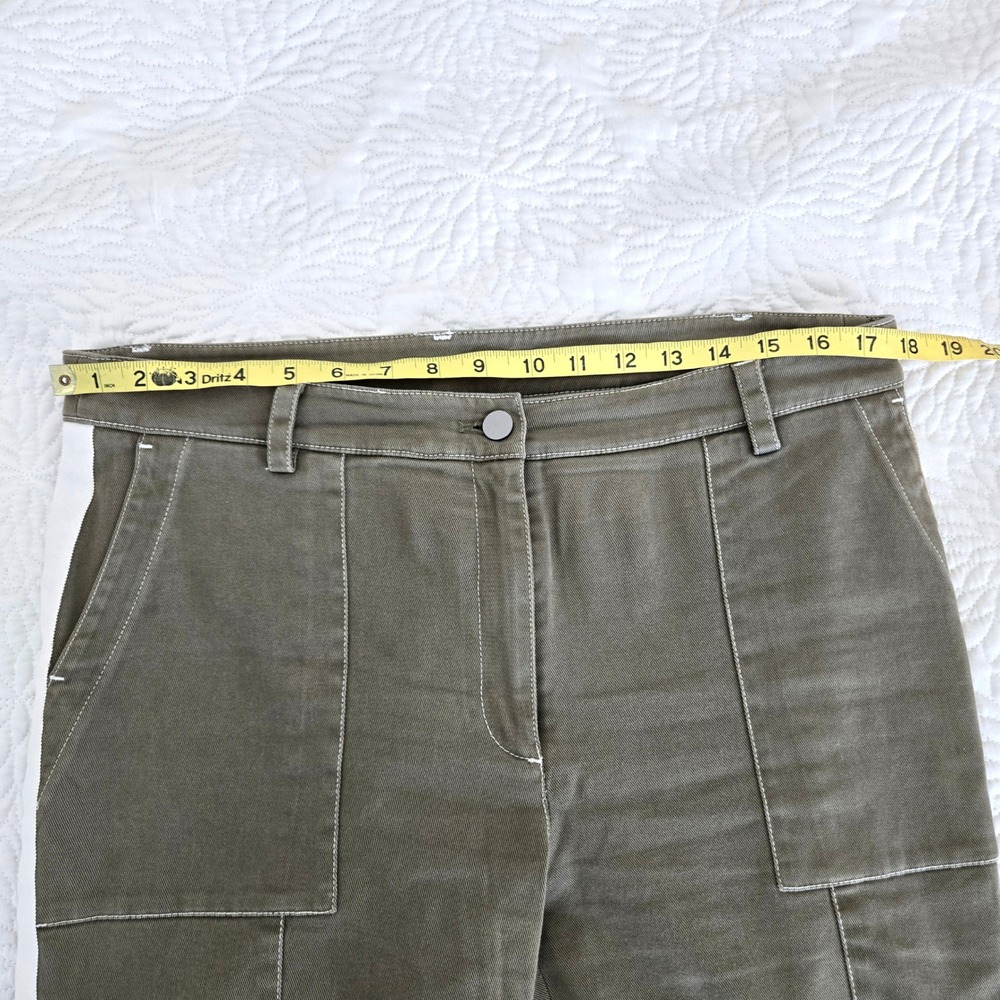 TWP Womens Army Green Side Stripe Utility Pants Contrast Stitch Size 12 - Picture 8 of 8